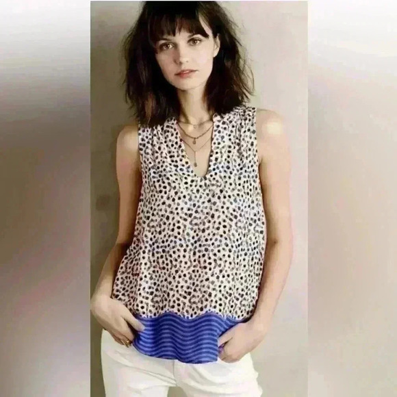 Maeve Anthropologie Emma Polka Dot Tank Top size 8 - Picture 1 of 12